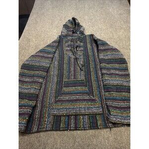90s Drug Rug Hippie Hoodie Rainbow Stoner Sweatshirt Medium